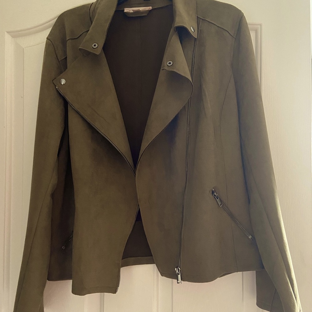 Army green faux leather jacket